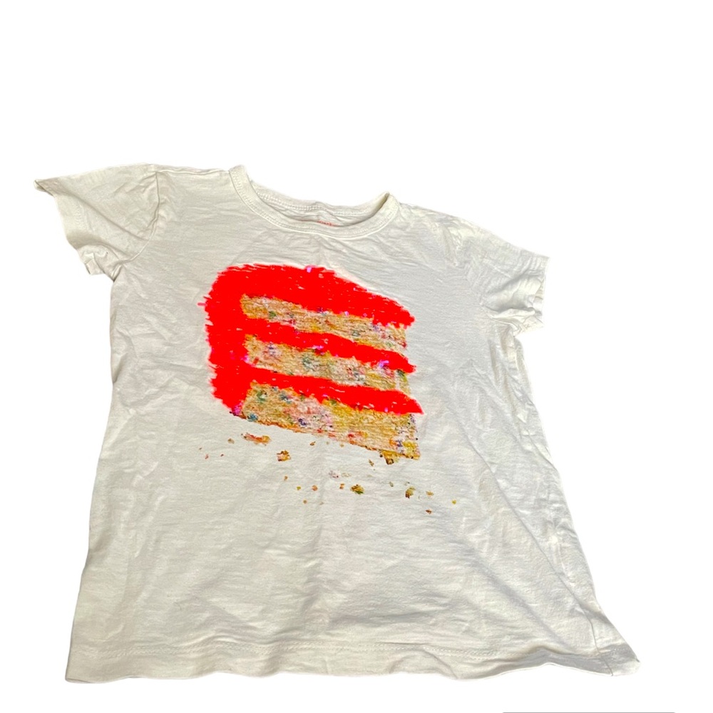 White t-shirt with cake on it size 6/7